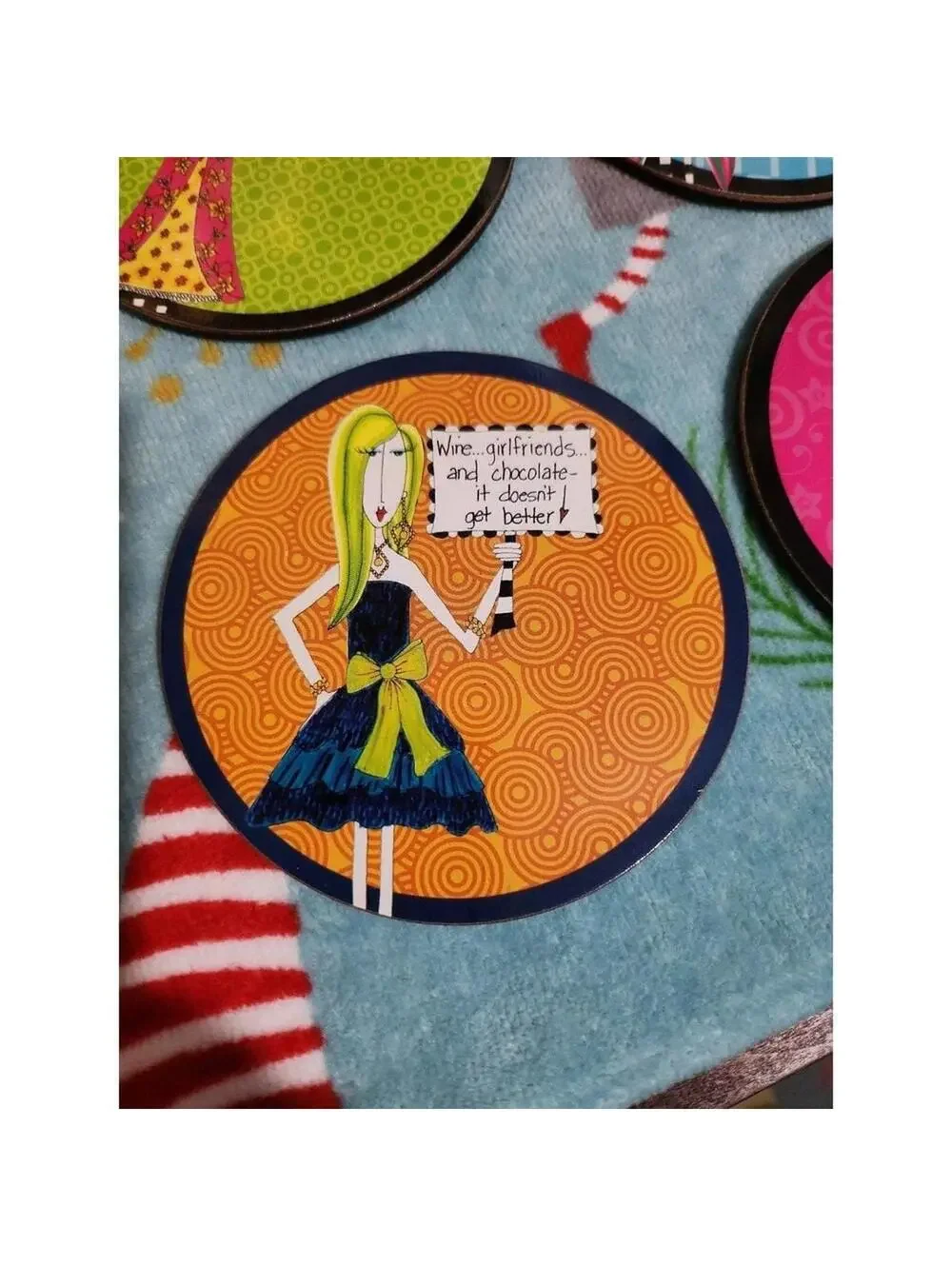 Fun Girlfriends Wine Chocolate Coasters Set of 4